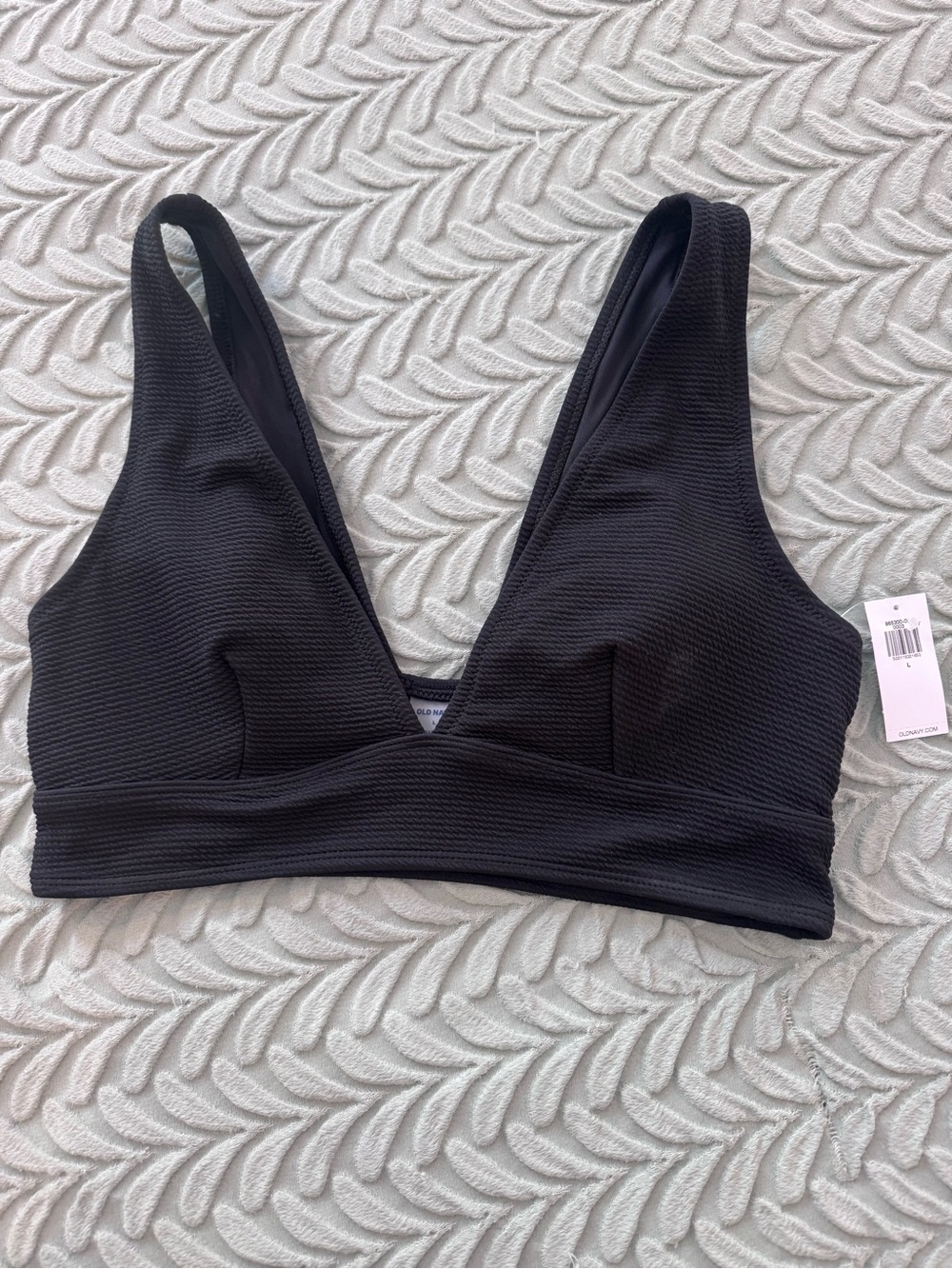 Old Navy Black Textured V-Neck Bikini Top